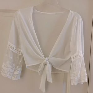 Lace detailed sheer cover up